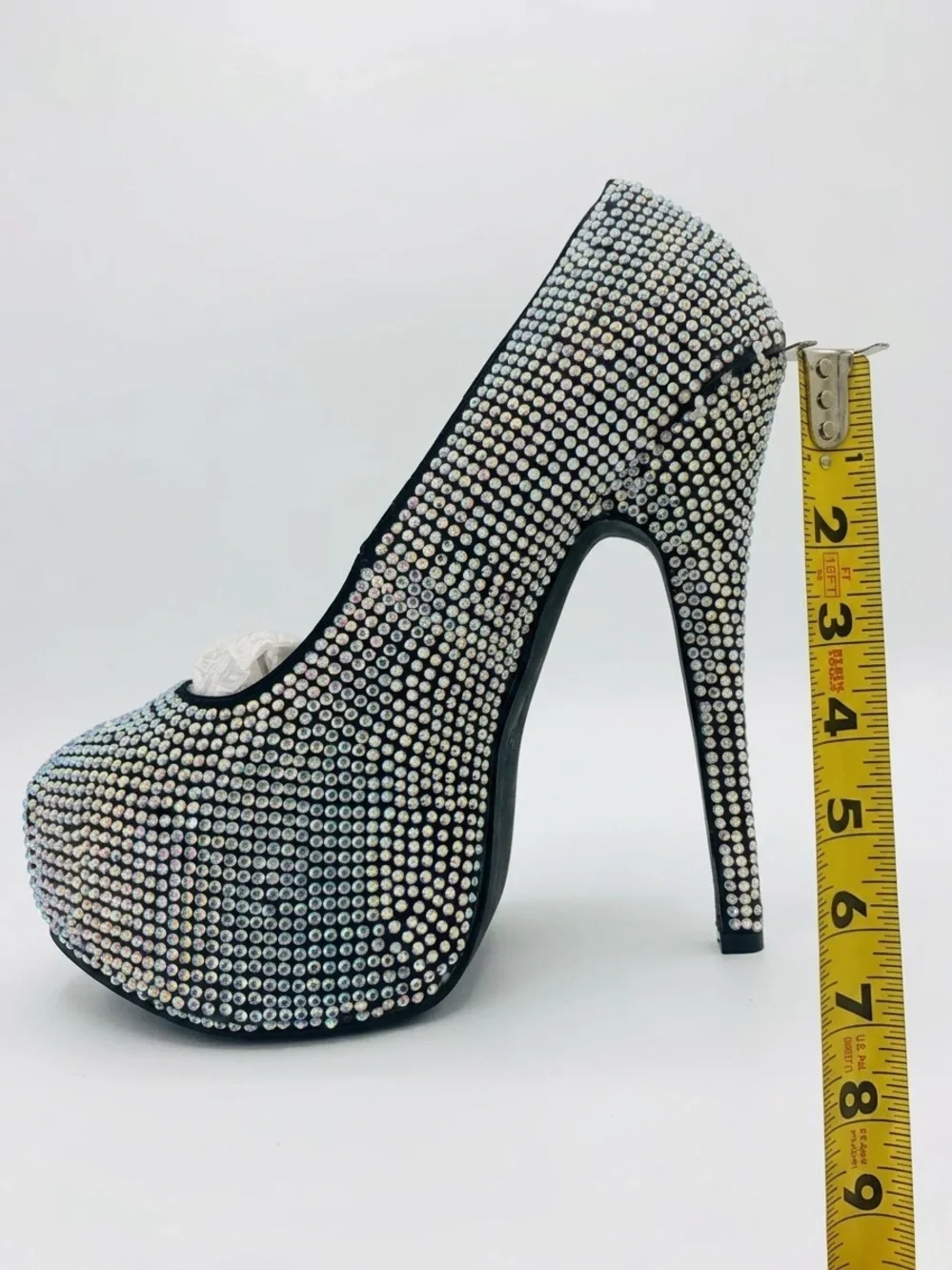 Bordello Teeze-06R Iridescent Rhinestone Platform High Heels Size 6 NIB